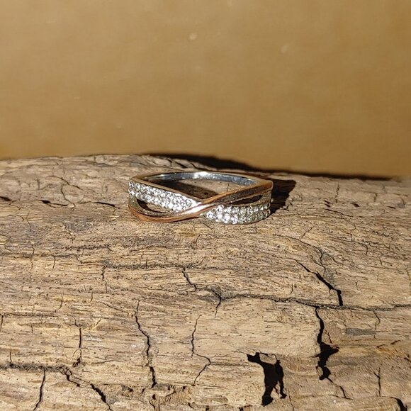 Large Size Sterling Silver 925 Infinity Ring Rose Gold Merle Diamond Accent 10.5 - Picture 2 of 10